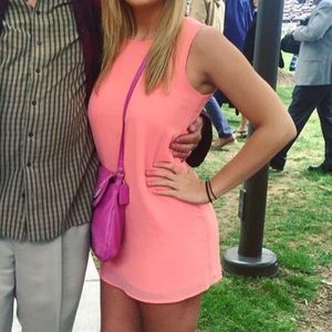 Coral Sleeveless Shift Dress